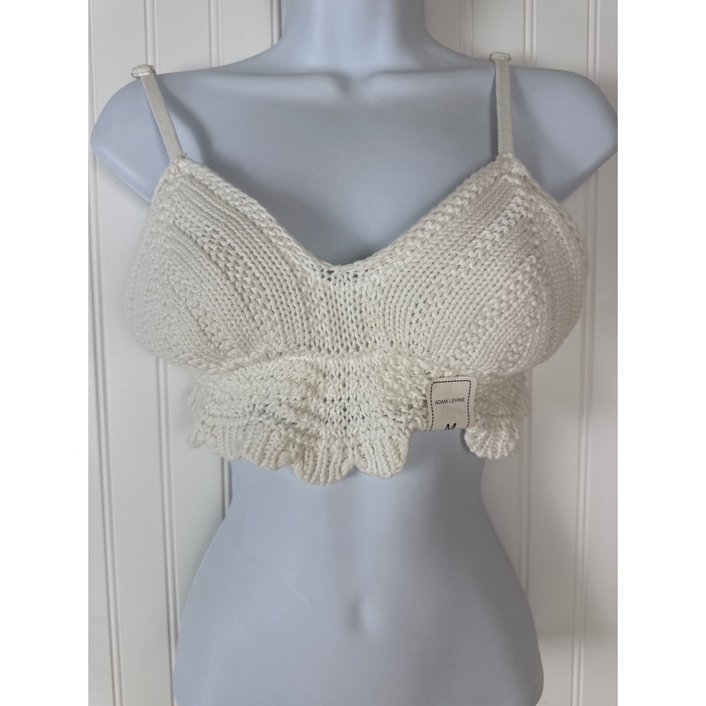 Adam Levine Crochet Bralette Top Womens Medium White Knit Ruffle Boho